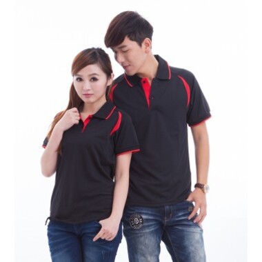 MIT-設計款中空紗排汗短Polo衫-男版806黑/紅